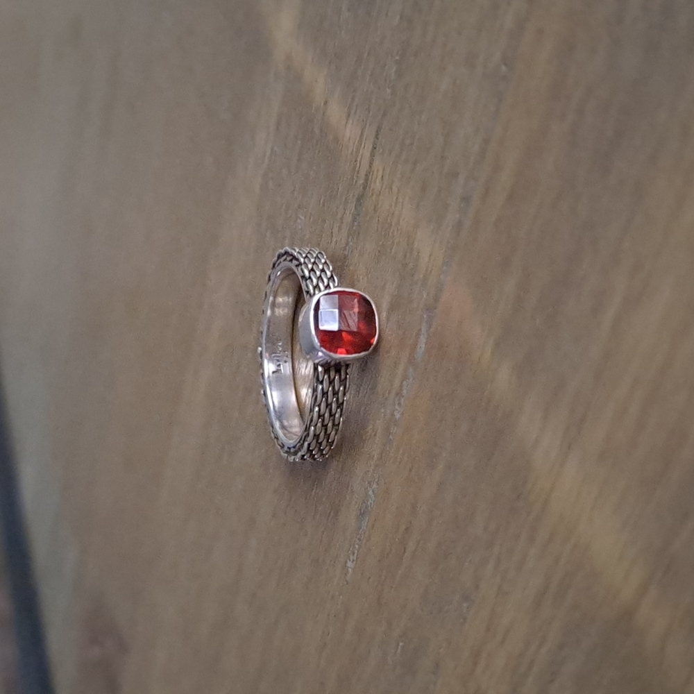 Sterling Silver Garnet Ring - image 1